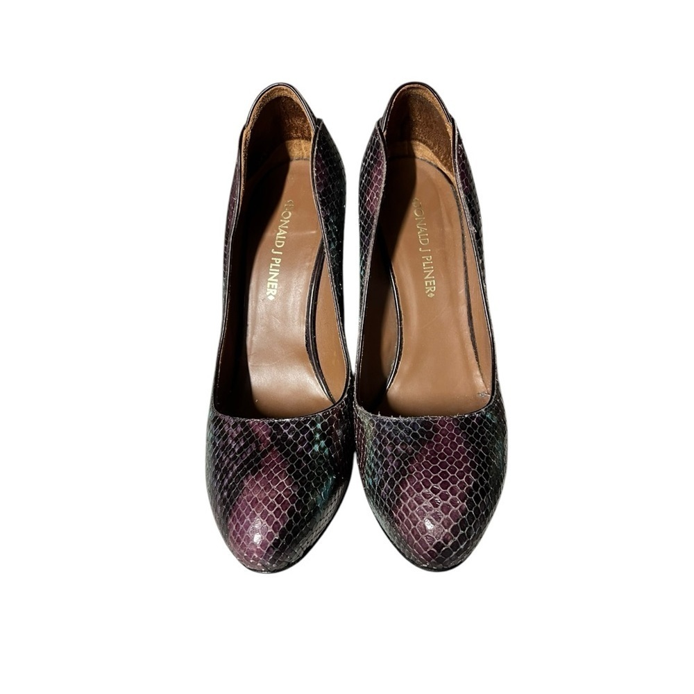 🌻Donald J. Pliner Purple & Turquoise Leather Snakeskin Dawn Pumps Size 7.5 - Picture 5 of 12